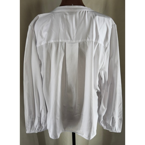 Madewell White‎ Popover Blouse Women's XL Long Sleeve V-Neck Cotton Blend NWT - Picture 4 of 9